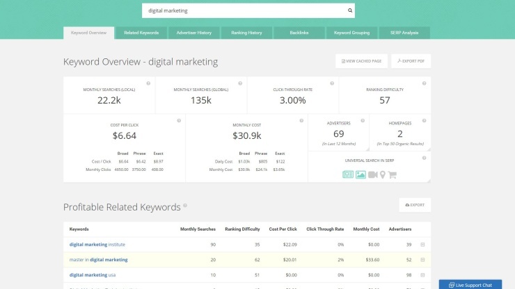 SpyFu SEO Reports